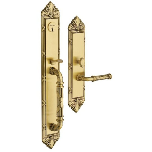 Baldwin Double Cylinder Entry Handlesets Satin Brass with Brown 6952.060.LDBL - main